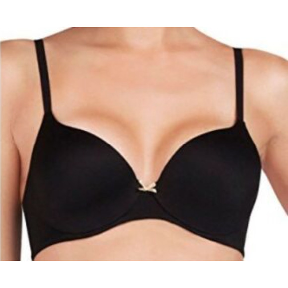 Heidi Klum Smooth Underwire Seamless T-Shirt Solid Black Bra H221-1169B 32 C 32C - Picture 1 of 5